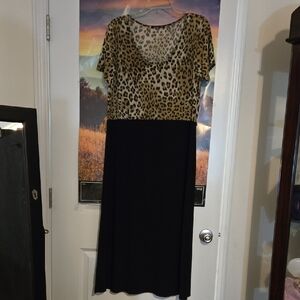 Leopard Print and Black Dress